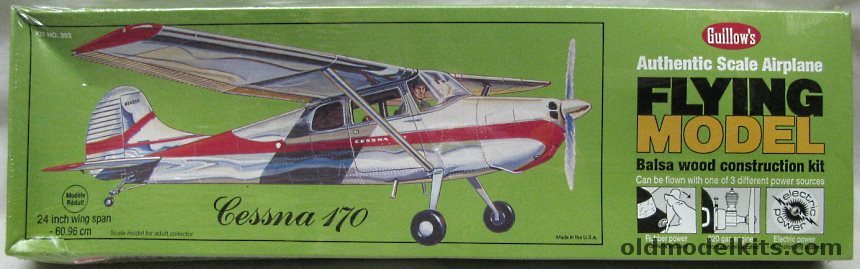 Guillows 1/18 Cessna 170 - 24 Inch Wingspan Flying Model, 302 plastic model kit